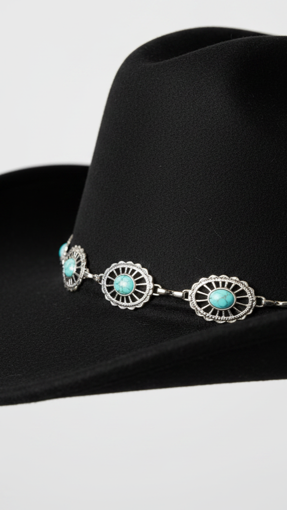 Sombrero Cowboy Negro Turquesa