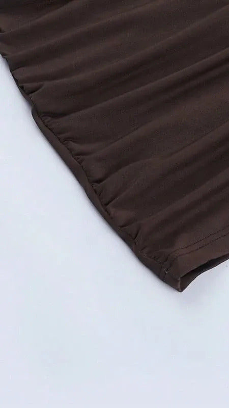 Vestido Mini Corsé de Encaje - Marrón Chocolate