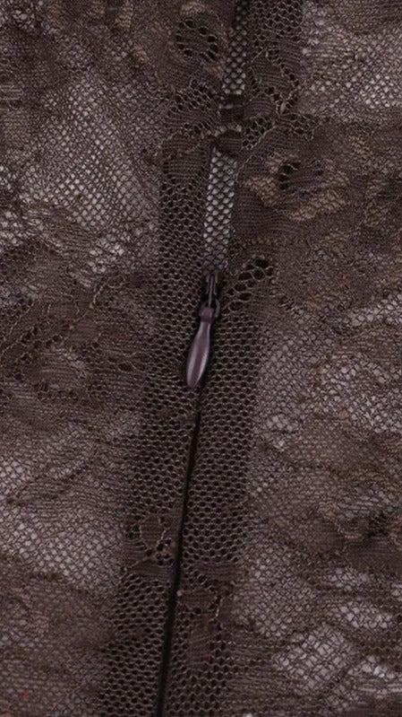 Vestido Mini Corsé de Encaje - Marrón Chocolate
