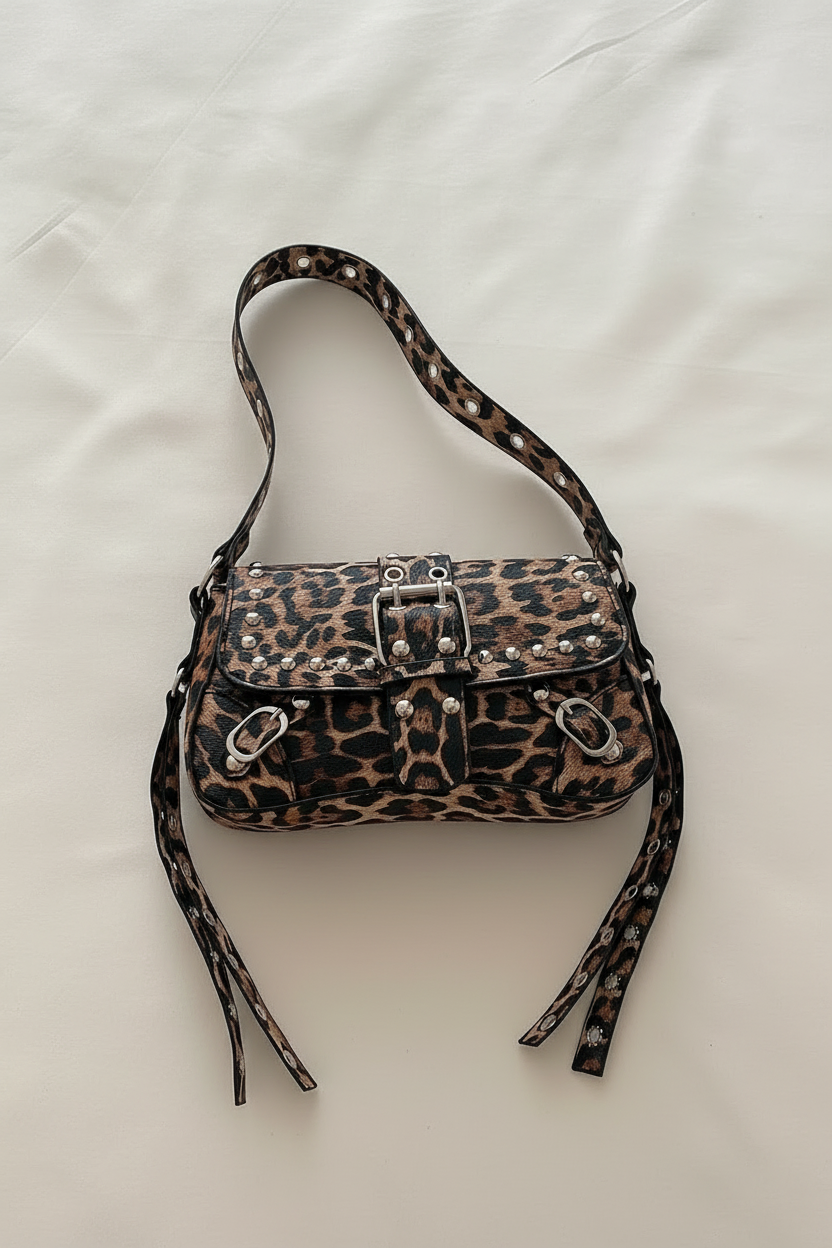 Bolso Biker con Tachuelas y Hebillas — Estilo Punk