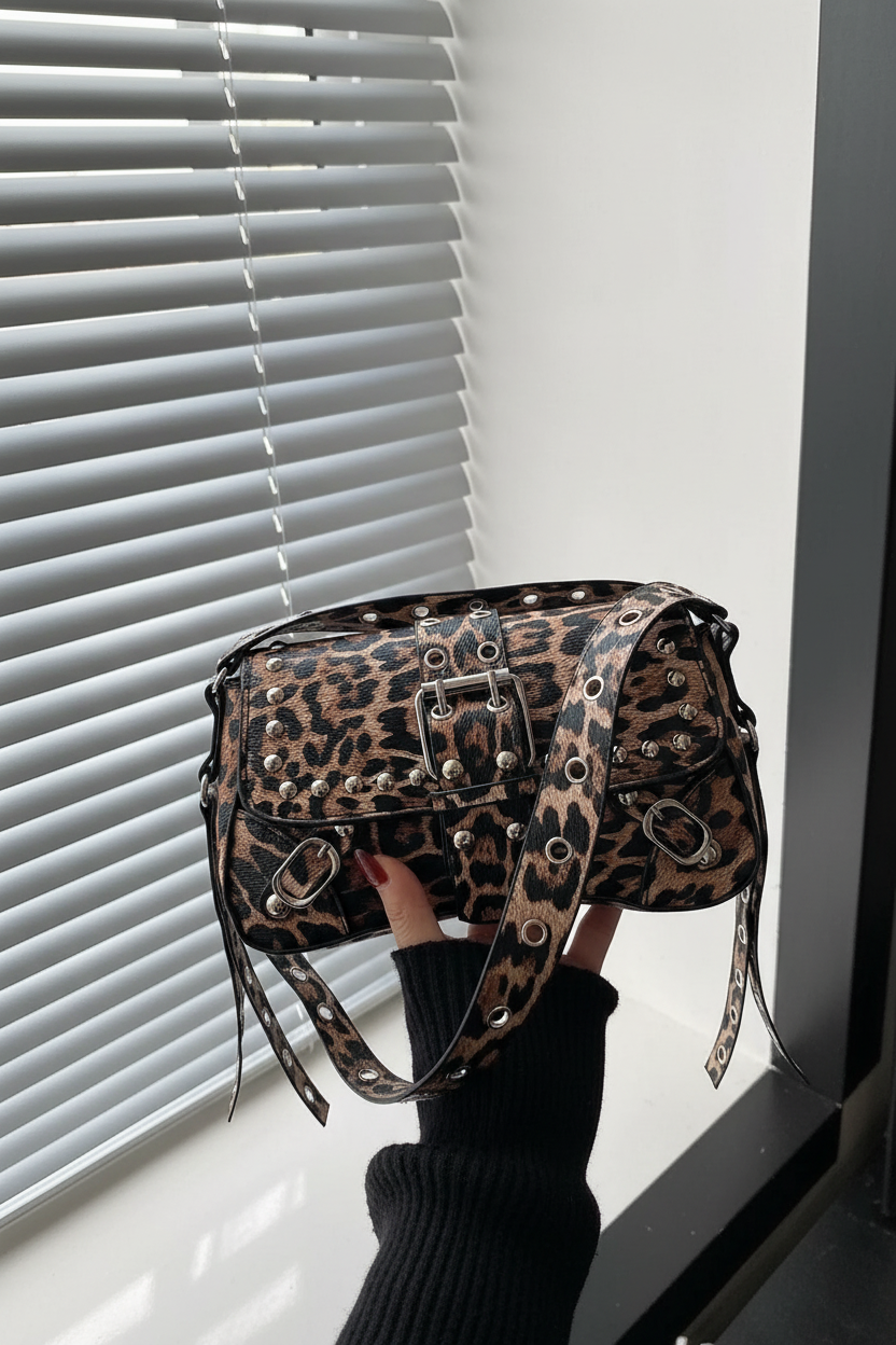 Bolso Biker con Tachuelas y Hebillas — Estilo Punk