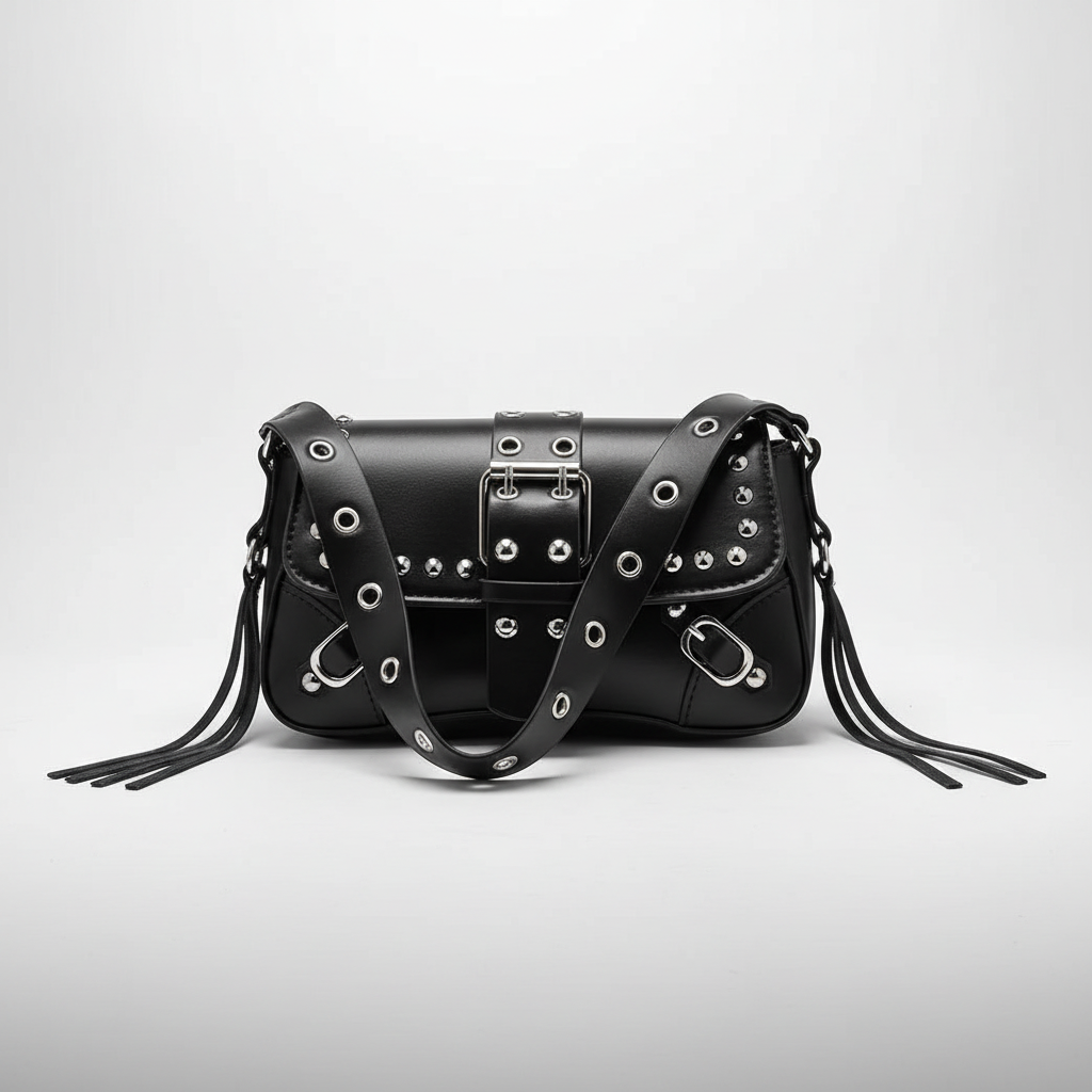 Bolso Biker con Tachuelas y Hebillas — Estilo Punk