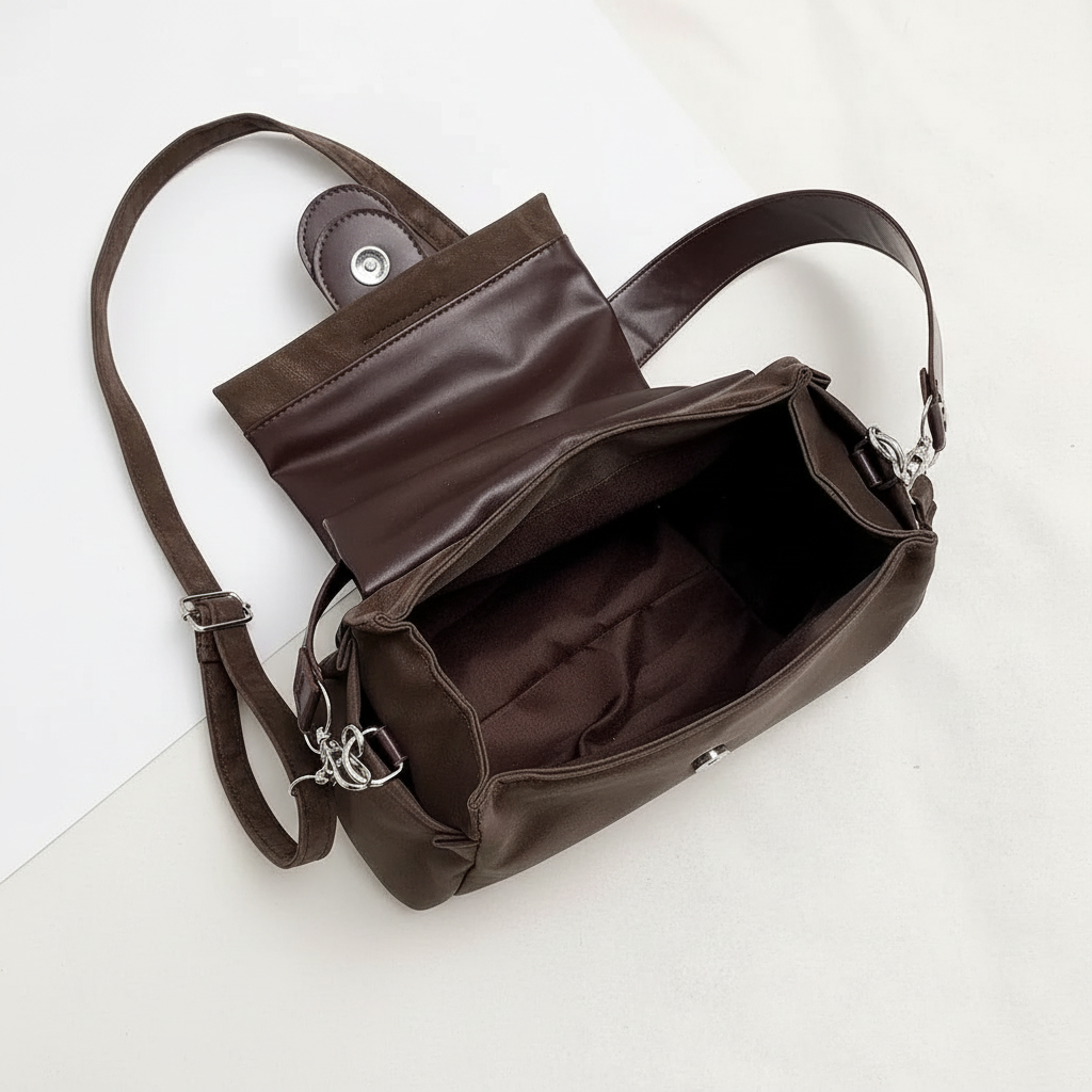 Bolso Bandolera Vintage con Hebilla – Café