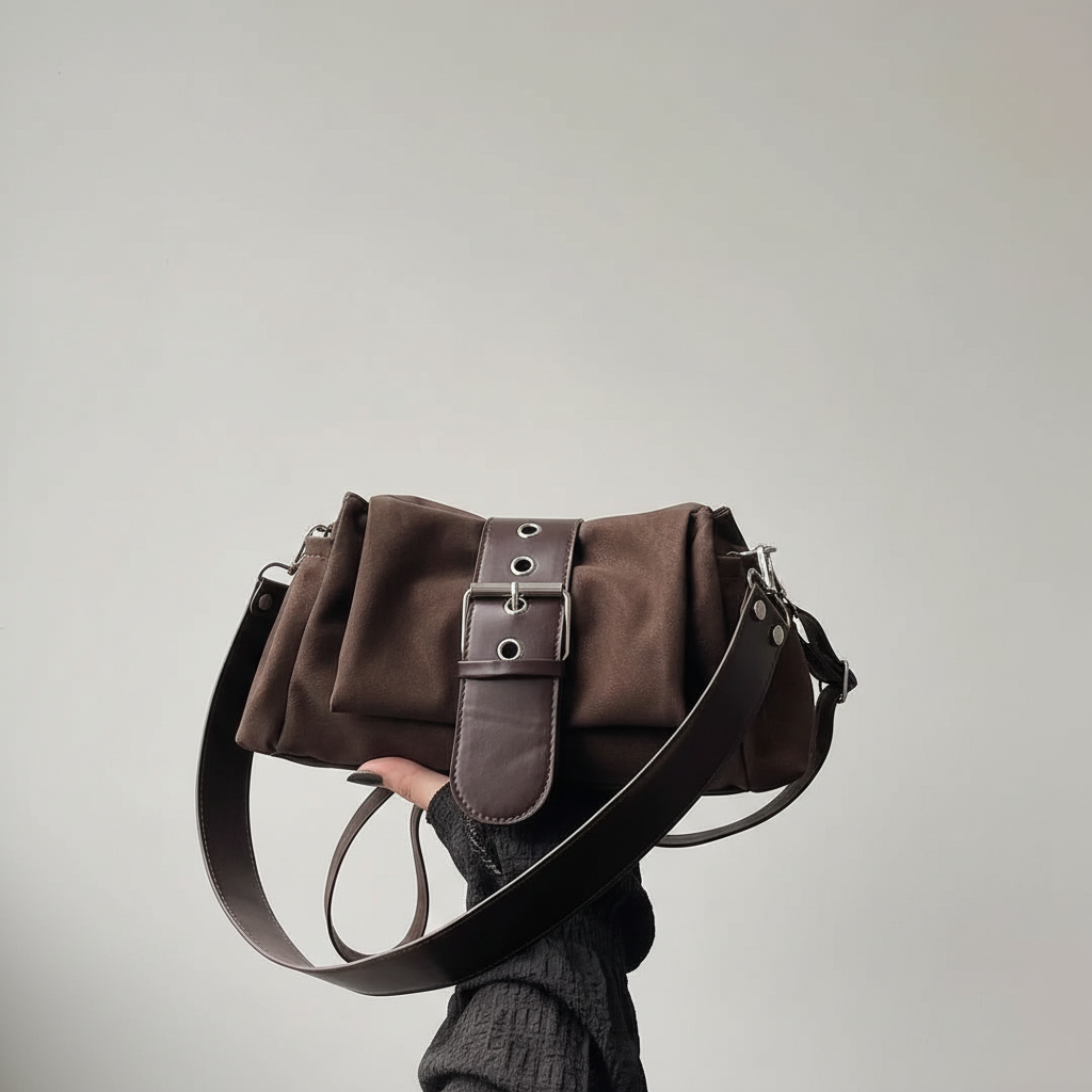 Bolso Bandolera Vintage con Hebilla – Café