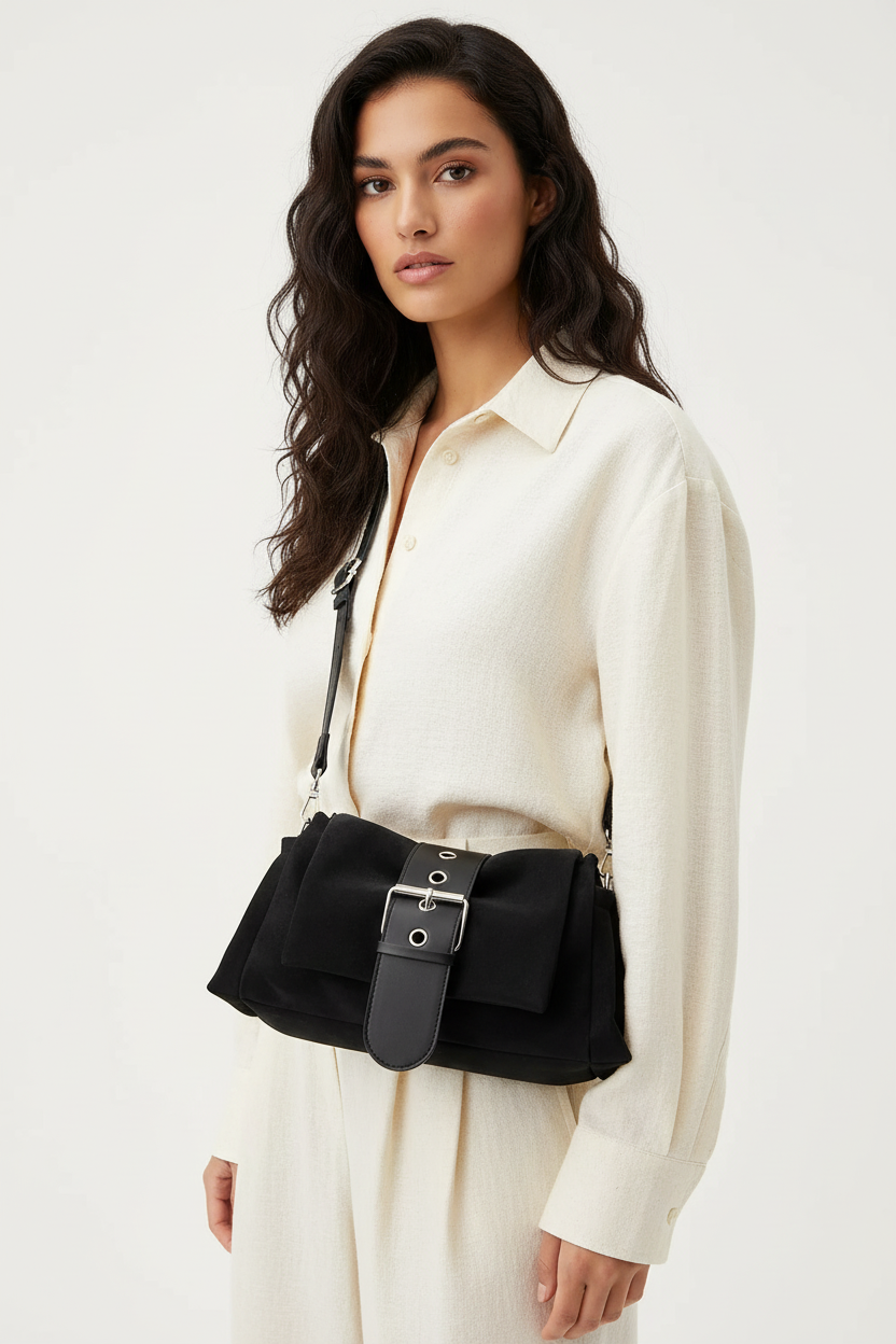 Bolso Bandolera Vintage con Hebilla – Café