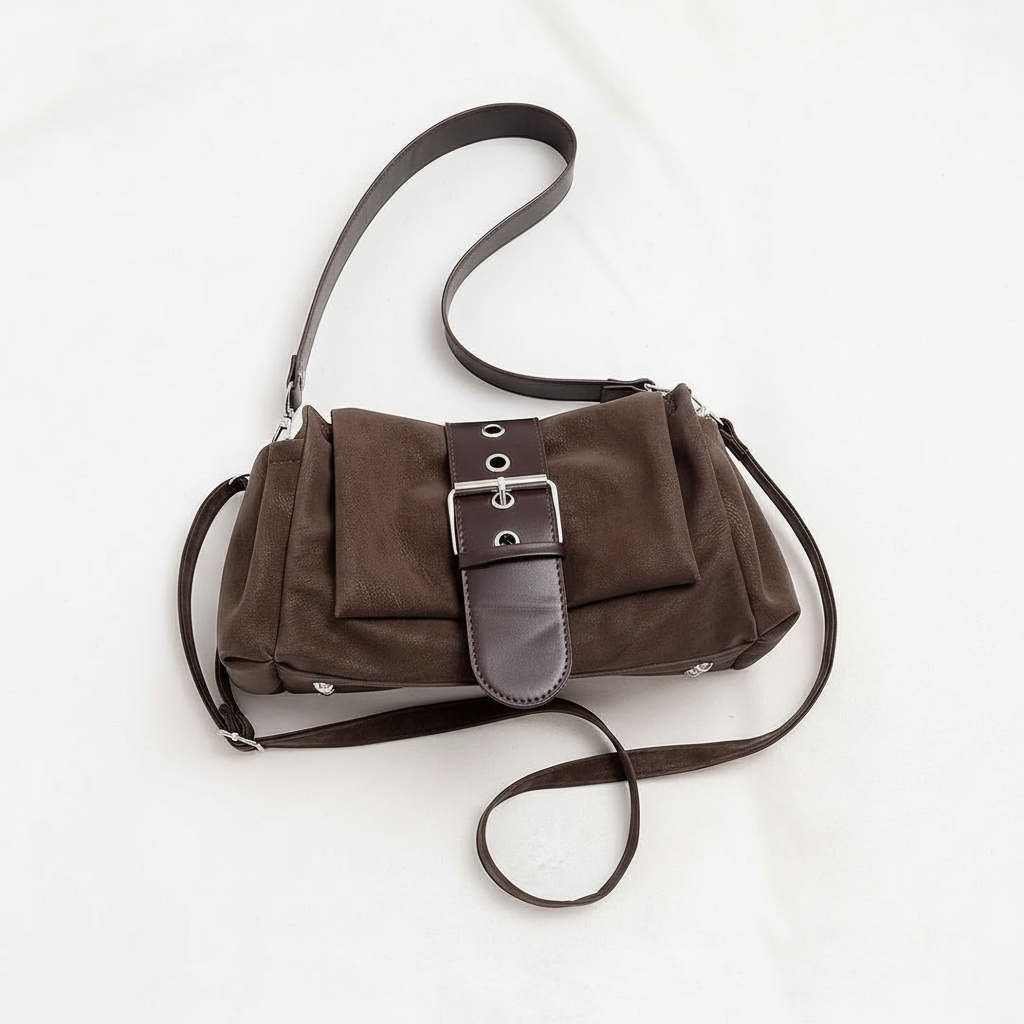 Bolso Bandolera Vintage con Hebilla – Café