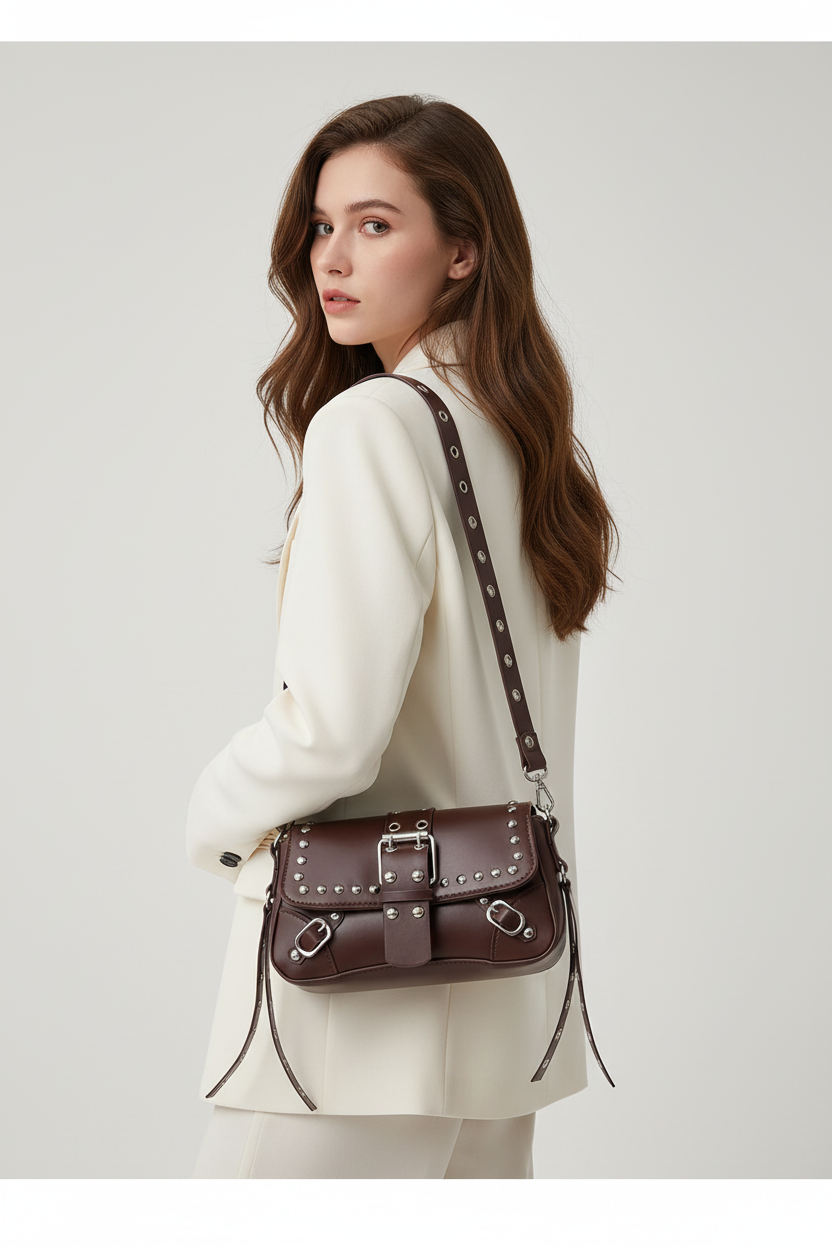 Bolso Biker con Tachuelas y Hebillas — Estilo Punk