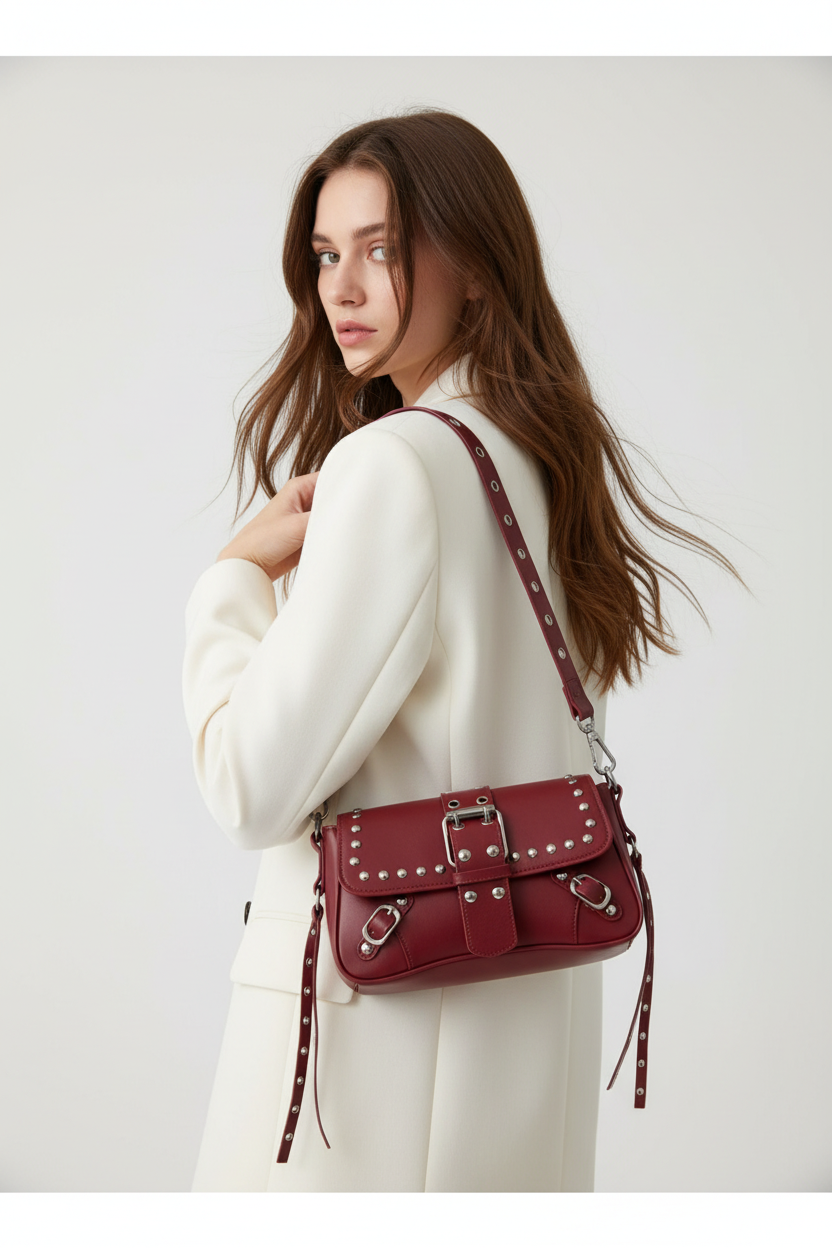 Bolso Biker con Tachuelas y Hebillas — Estilo Punk