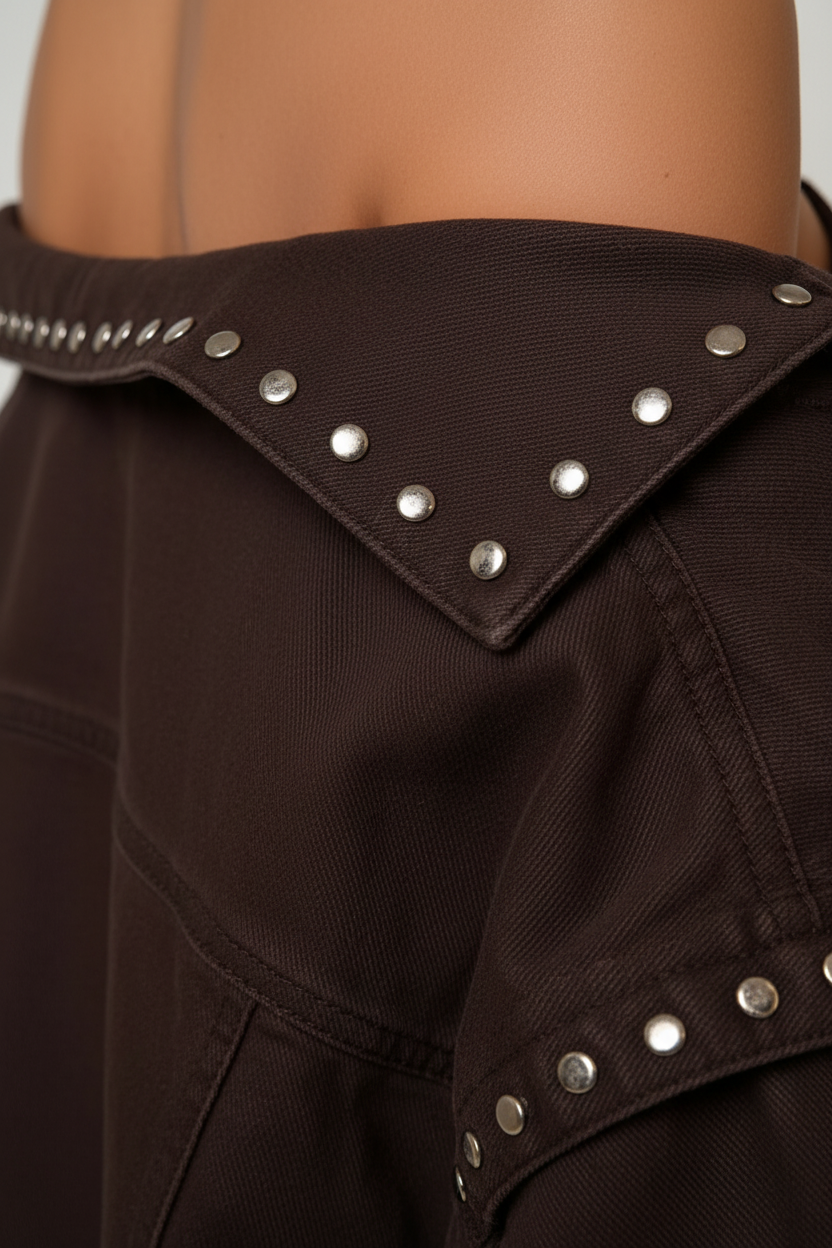 Chaqueta Vaquera Chocolate Tachuelas