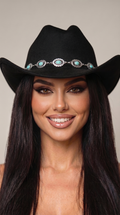 Sombrero Cowboy Negro Turquesa