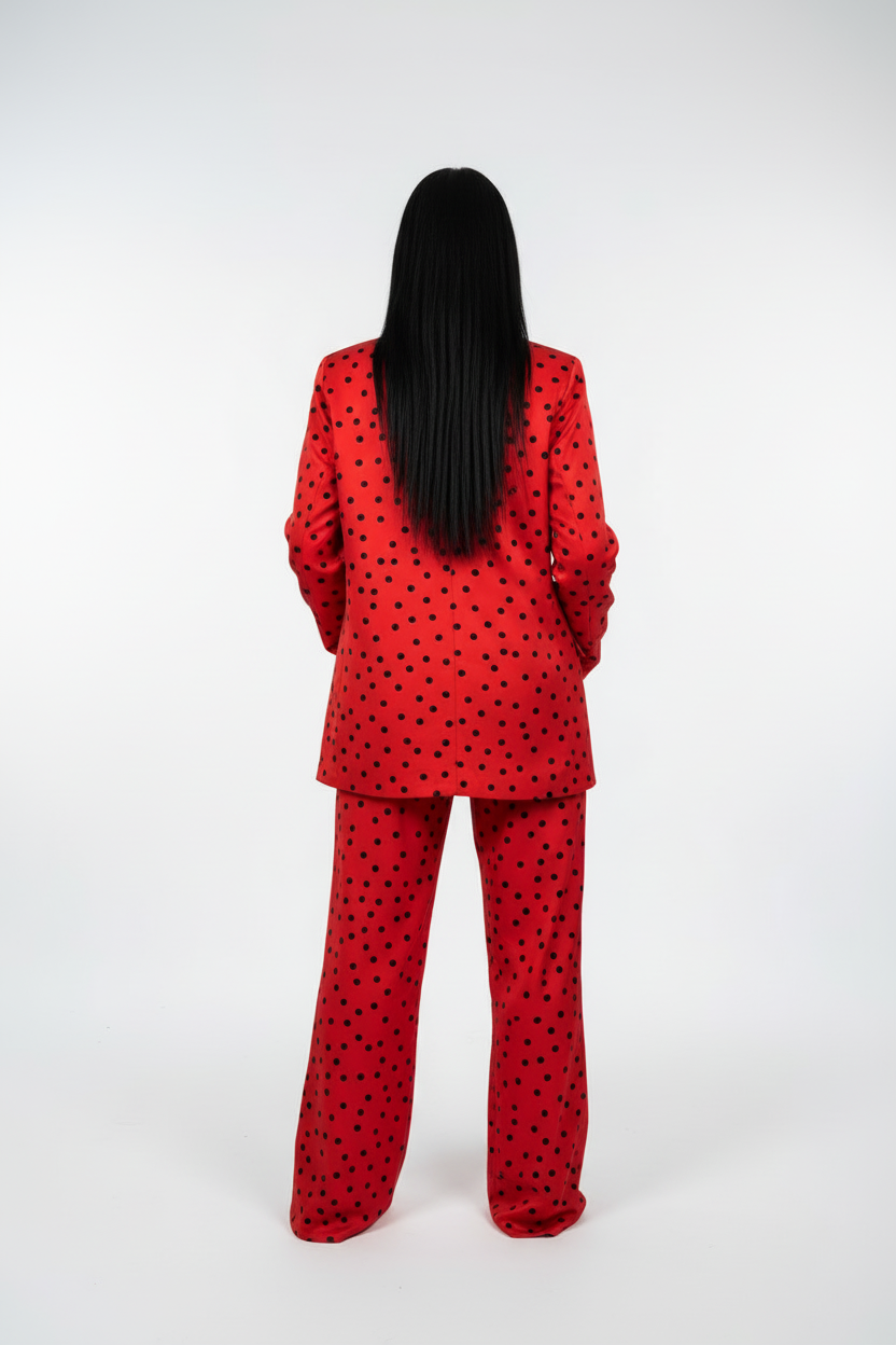Conjunto Blazer y Pantalón Lunares Rojo